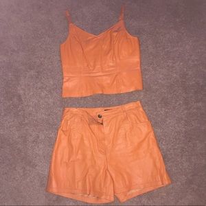 Vintage leather 2 piece short set